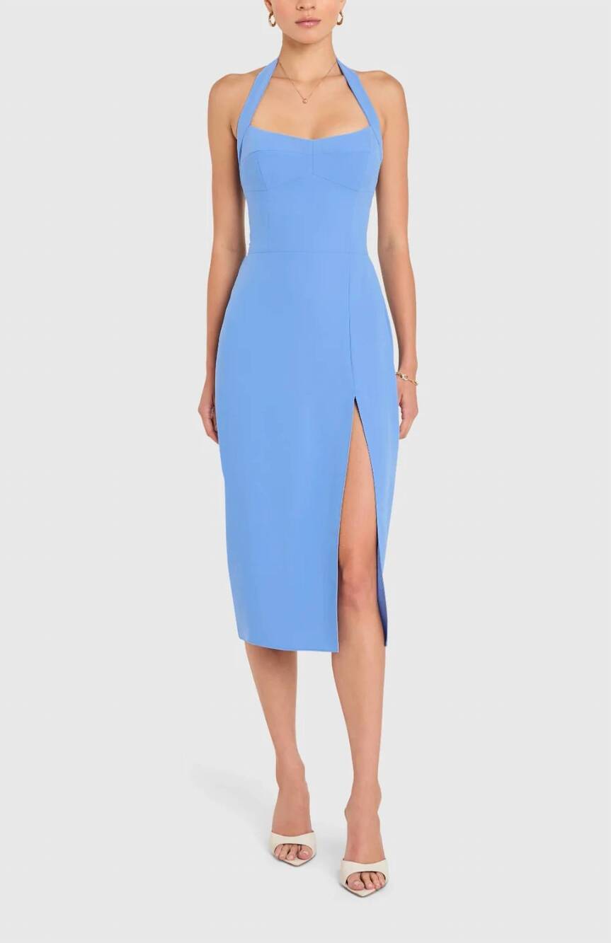 NEW AMANDA UPRICHARD antonella midi dress in atlantic